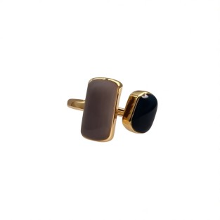 Vintage Rectangular Resin  Open Statement Ring For Women,Gold-Toned Adjustable Expandable Ring