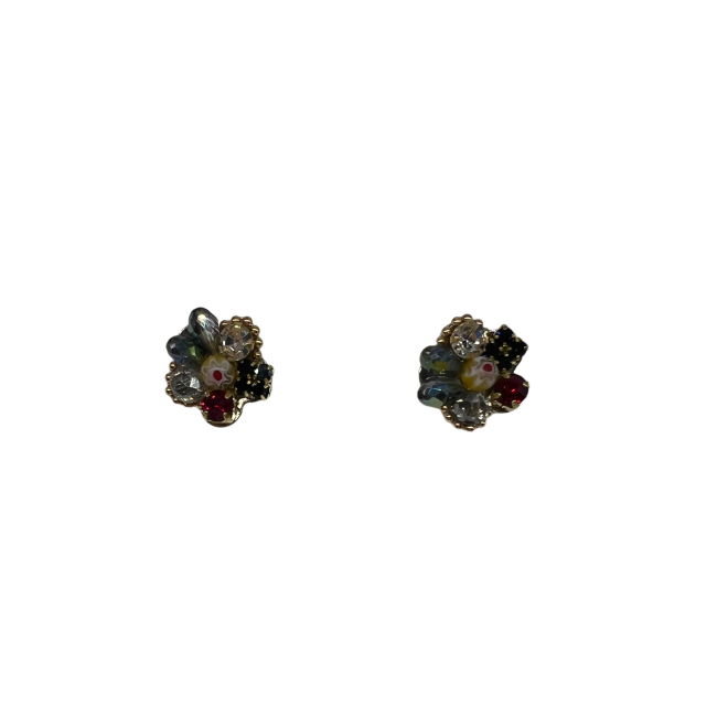 Elegant Zircon Flower Stud Earrings For Women Gold Tone Dainty Statement Earrings
