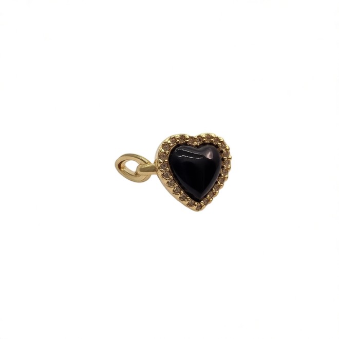 Vintage Black Agate Heart Open Statement Ring For Women,Gold-Toned Adjustable Expandable Ring