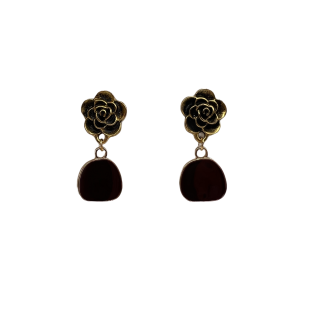 Vintage Rose Dangle Drop Earrings For Women Gold Tone Dainty Statement Earrings