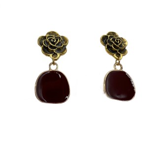 Vintage Rose Dangle Drop Earrings For Women Gold Tone Dainty Statement Earrings