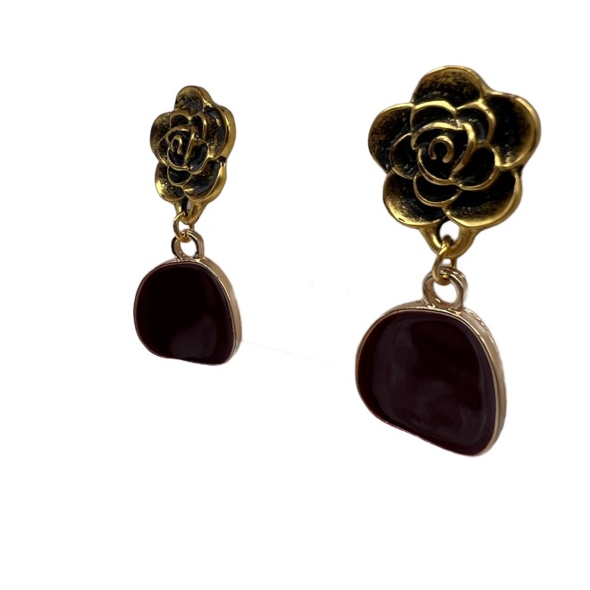 Vintage Rose Dangle Drop Earrings For Women Gold Tone Dainty Statement Earrings