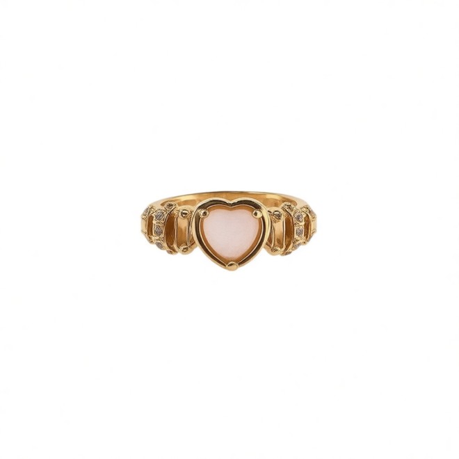 Vintage Rhinestone Heart Open Statement Ring For Women,Gold-Toned Adjustable Expandable Ring
