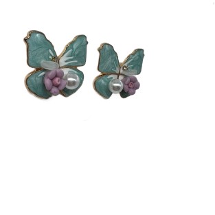 Vintage Butterfly Stud Earrings For Women Gold Tone Dainty Pearl Statement Earrings