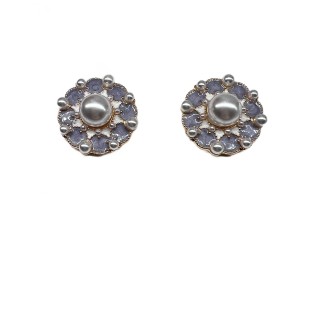 Elegant Round Pearl Stud Earrings For Women Gold Tone Dainty Statement Earrings