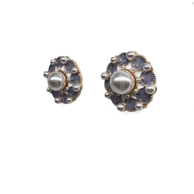 Elegant Round Pearl Stud Earrings For Women Gold Tone Dainty Statement Earrings