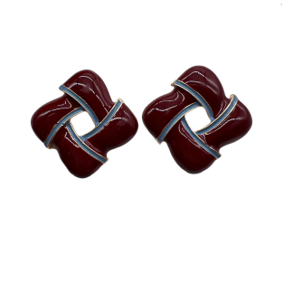 Vintage Red Square Stud Earrings For Women Gold Tone Dainty Statement Earrings