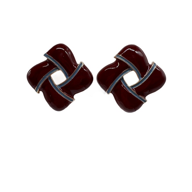 Vintage Red Square Stud Earrings For Women Gold Tone Dainty Statement Earrings