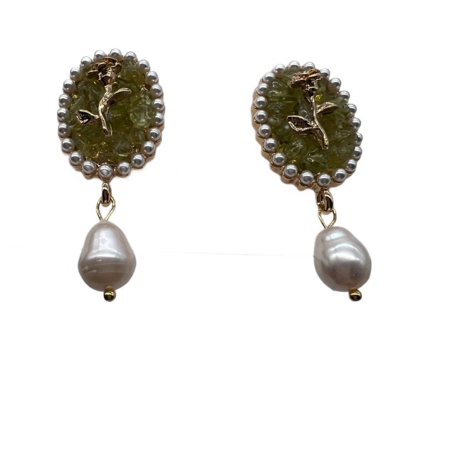 Vintage Oval Dangle Drop Earrings For Women Gold Tone Dainty Pearl Statement Earrings