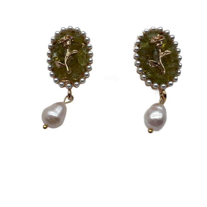 Vintage Oval Dangle Drop Earrings For Women Gold Tone Dainty Pearl Statement Earrings
