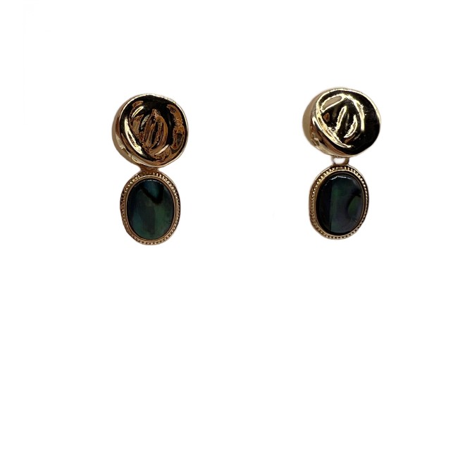 Vintage Oval Abalone Shell Drop Earrings For Women Gold Tone Dainty Statement Earrings