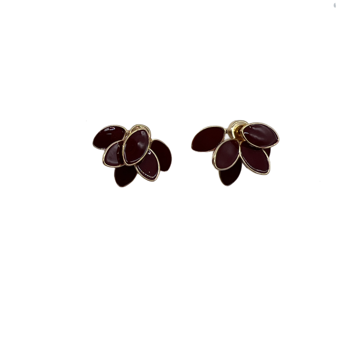 Vintage Red Leaves Stud Earrings For Women Gold Tone Dainty Statement Earrings