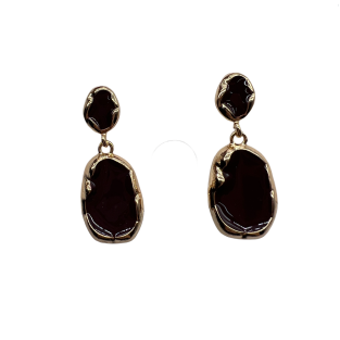 Vintage Wine Red Irregular Shape Drop Earrings For Women Gold Tone Dainty Pearl Statement Earrings