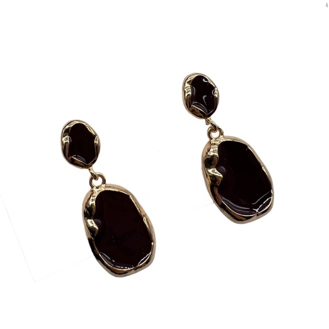 Vintage Wine Red Irregular Shape Drop Earrings For Women Gold Tone Dainty Pearl Statement Earrings