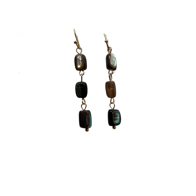 Vintage Abalone Shell Drop Earrings For Women Gold Tone Dainty Tassel Statement Earrings