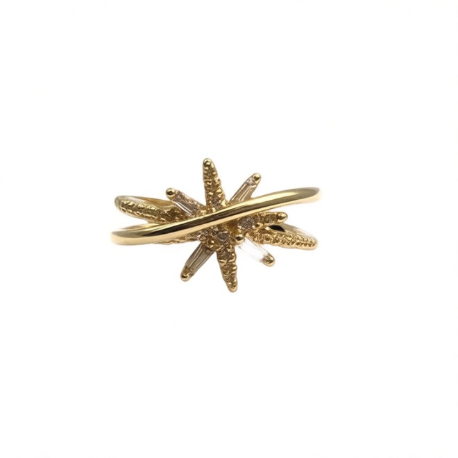 Vintage Shooting Star Open Statement Ring For Women,Gold-Toned Adjustable Expandable Ring