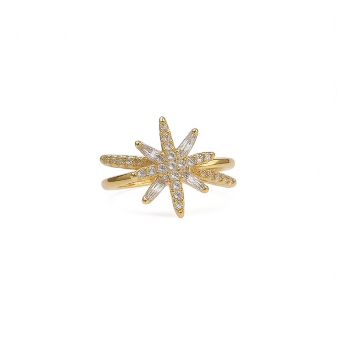 Vintage Shooting Star Open Statement Ring For Women,Gold-Toned Adjustable Expandable Ring