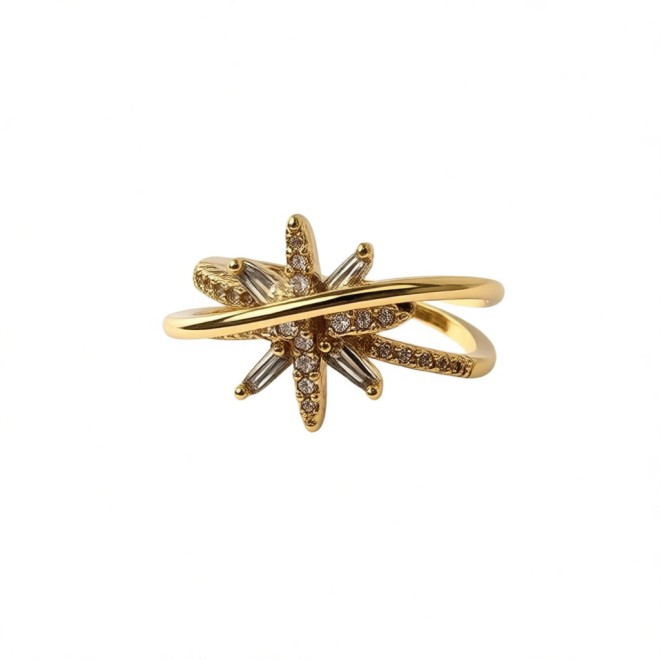 Vintage Shooting Star Open Statement Ring For Women,Gold-Toned Adjustable Expandable Ring