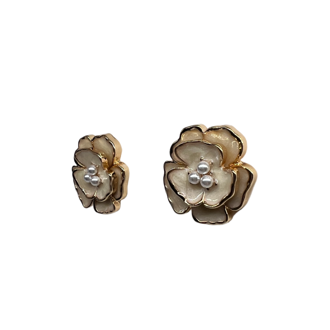 Elegant Camellia Stud Earrings For Women Gold Tone Dainty Statement Earrings