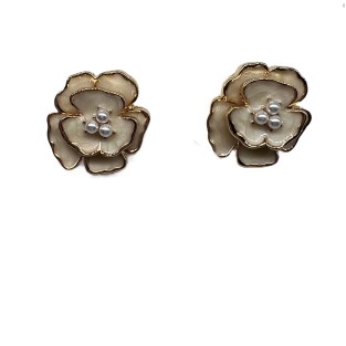 Elegant Camellia Stud Earrings For Women Gold Tone Dainty Statement Earrings