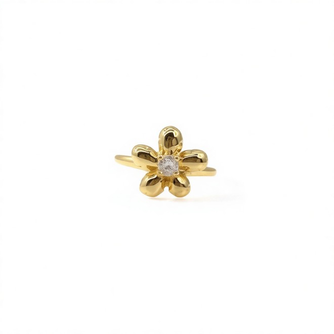 Vintage Gold Flower Open Statement Ring For Women, Gold-Toned Adjustable Expandable Ring