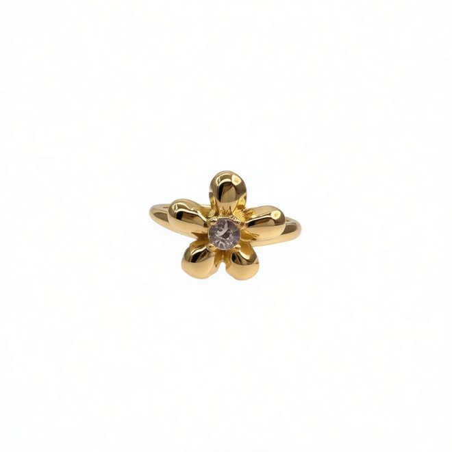 Vintage Gold Flower Open Statement Ring For Women, Gold-Toned Adjustable Expandable Ring