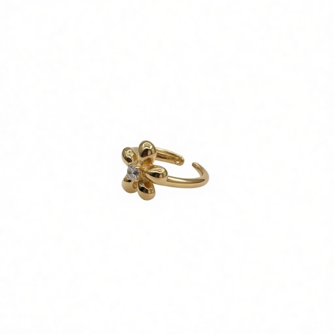 Vintage Gold Flower Open Statement Ring For Women, Gold-Toned Adjustable Expandable Ring