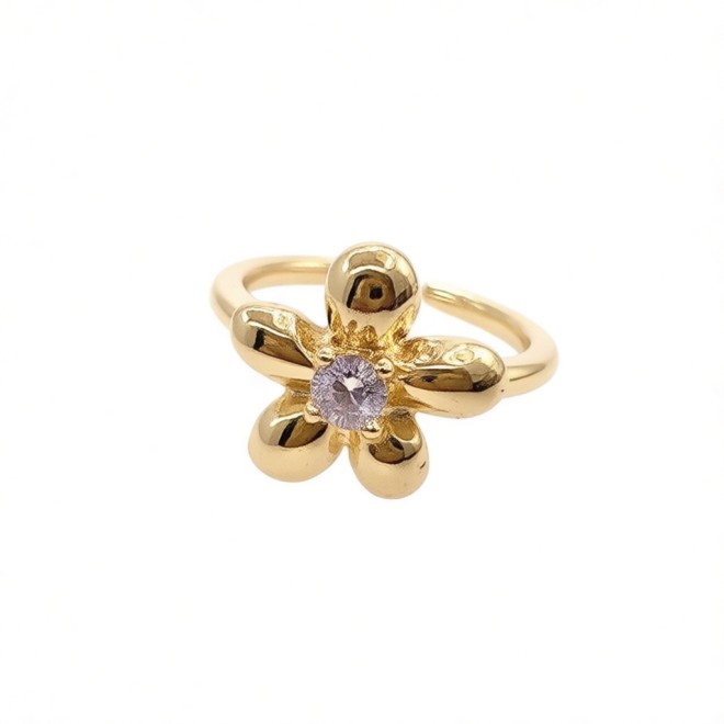 Vintage Gold Flower Open Statement Ring For Women, Gold-Toned Adjustable Expandable Ring