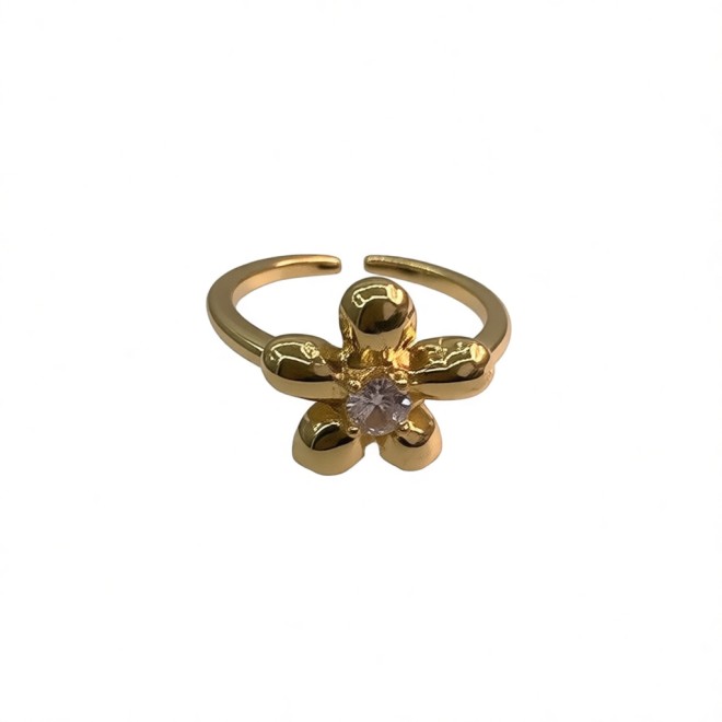 Vintage Gold Flower Open Statement Ring For Women, Gold-Toned Adjustable Expandable Ring