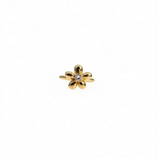 Vintage Gold Flower Open Statement Ring For Women, Gold-Toned Adjustable Expandable Ring