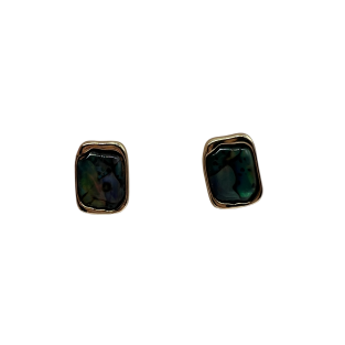 Elegant Rectangle Abalone Shell Stud Earrings For Women Gold Tone Dainty Statement Earrings