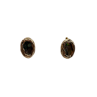 Vintage Abalone Shell Stud Earrings For Women Gold Tone Dainty Statement Earrings