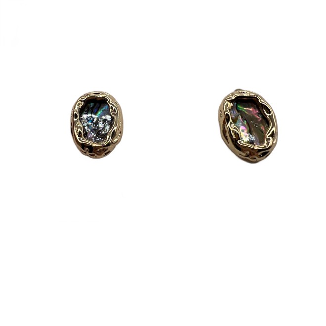 Vintage Abalone Shell Stud Earrings For Women Gold Tone Dainty Statement Earrings