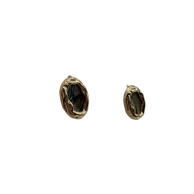 Vintage Abalone Shell Stud Earrings For Women Gold Tone Dainty Statement Earrings
