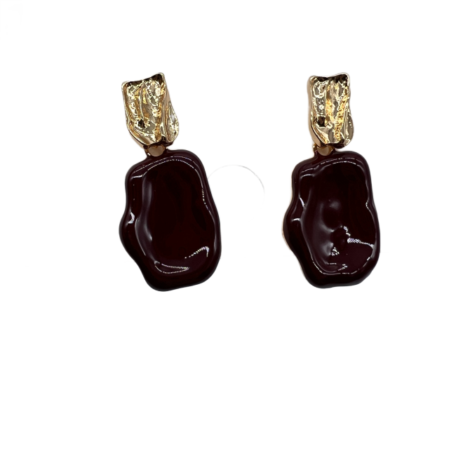 Vintage Wine Red Irregular Shape Drop Earrings For Women Gold Tone Dainty Statement Earrings