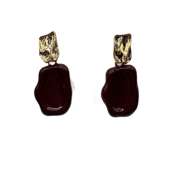 Vintage Wine Red Irregular Shape Drop Earrings For Women Gold Tone Dainty Statement Earrings
