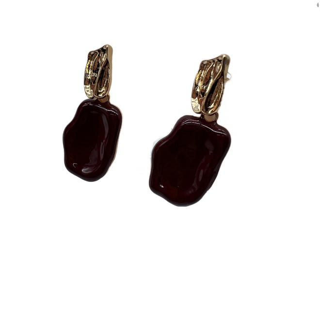 Vintage Wine Red Irregular Shape Drop Earrings For Women Gold Tone Dainty Statement Earrings