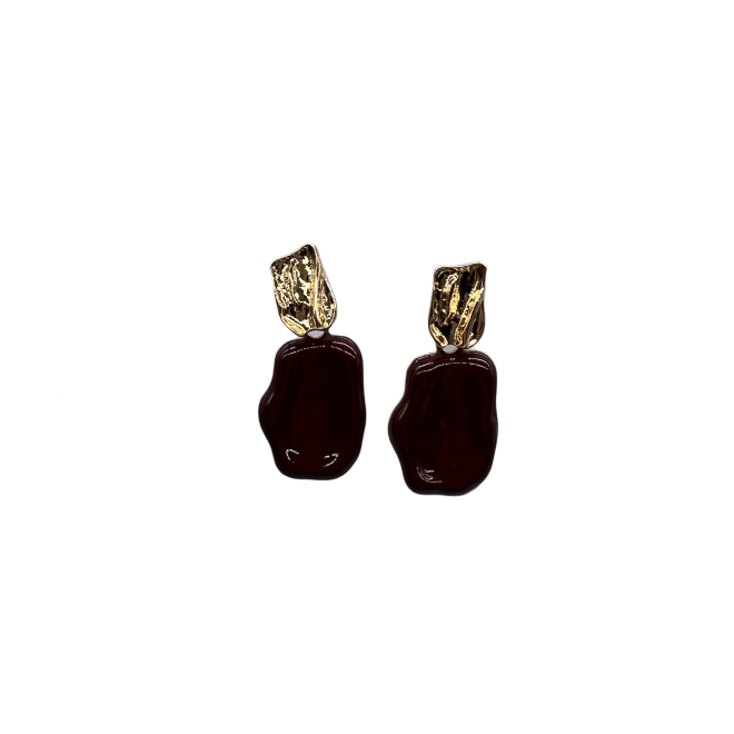 Vintage Wine Red Irregular Shape Drop Earrings For Women Gold Tone Dainty Statement Earrings