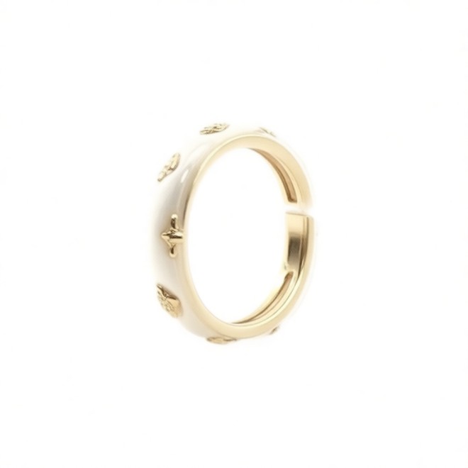 Vintage White Enamel Open Statement Ring For Women,Gold-Toned Adjustable Expandable Ring