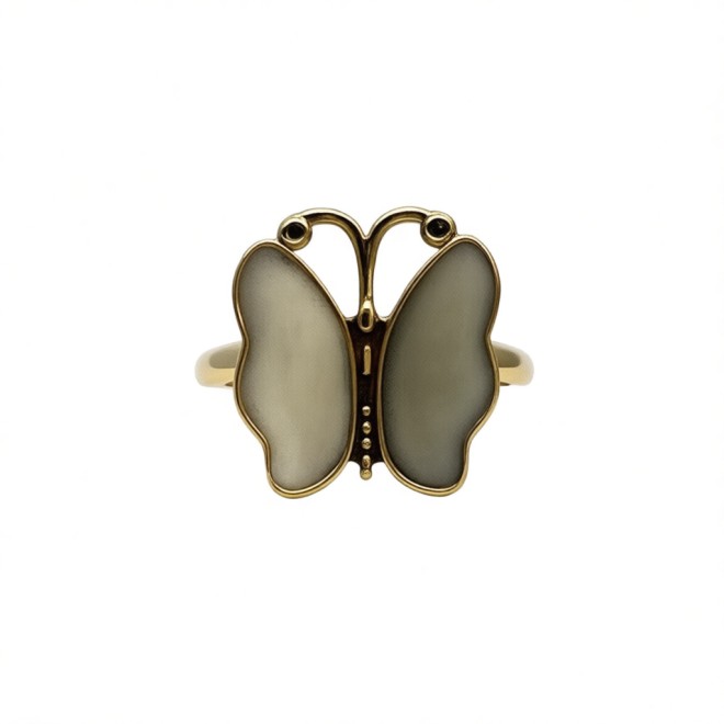 Vintage Butterfly Open Statement Ring For Women,Gold-Toned Adjustable Expandable Ring