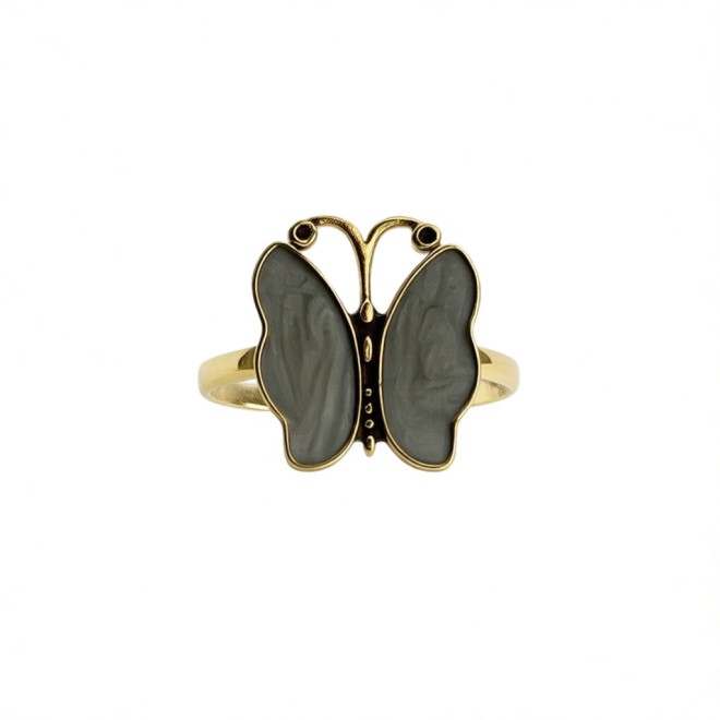 Vintage Butterfly Open Statement Ring For Women,Gold-Toned Adjustable Expandable Ring