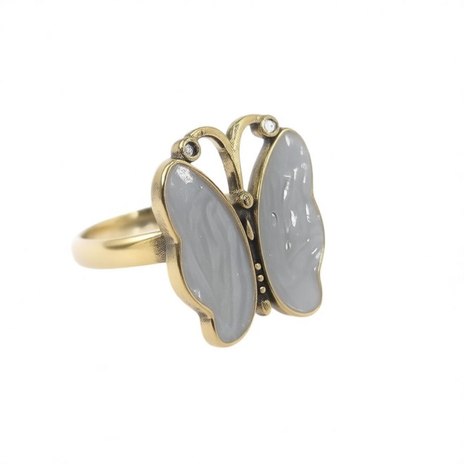 Vintage Butterfly Open Statement Ring For Women,Gold-Toned Adjustable Expandable Ring