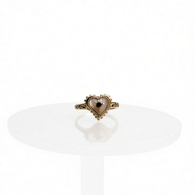 Vintage Heart-shaped Shell Open Statement Ring For Women,Gold-Toned Adjustable Expandable Ring