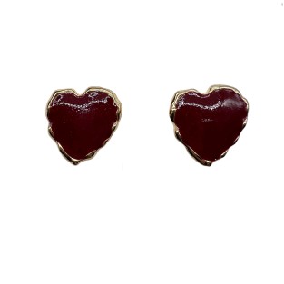 Vintage Red Heart Stud Earrings For Women Gold Tone Dainty Statement Earrings