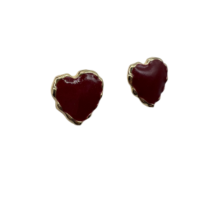 Vintage Red Heart Stud Earrings For Women Gold Tone Dainty Statement Earrings