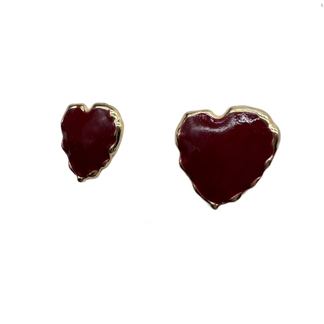 Vintage Red Heart Stud Earrings For Women Gold Tone Dainty Statement Earrings