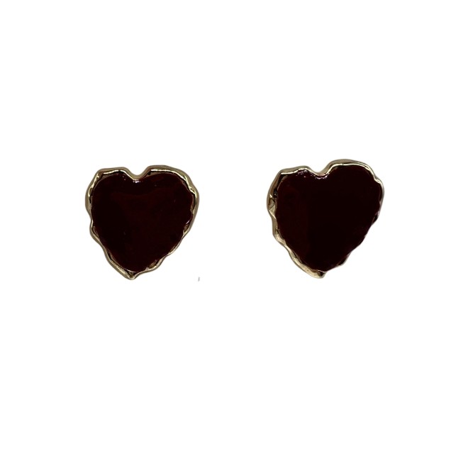 Vintage Red Heart Stud Earrings For Women Gold Tone Dainty Statement Earrings