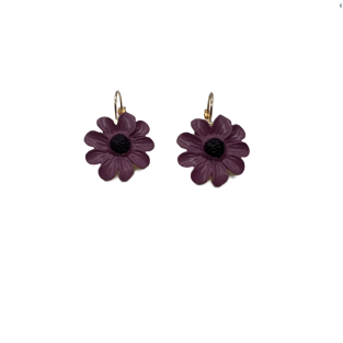Vintage Purple Daisy Hoop Earrings For Women Gold Tone Dainty Statement Earrings