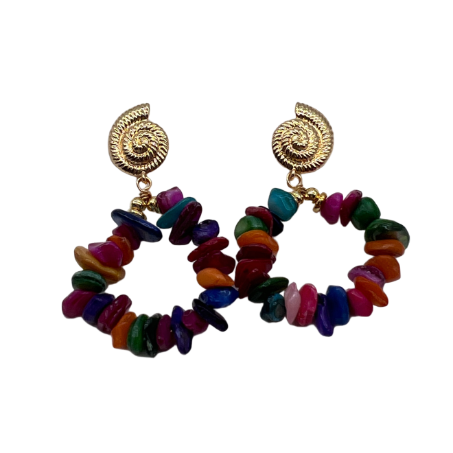 Vintage Natural Stone Drop Earrings For Women Gold Tone Dainty Statement Earrings