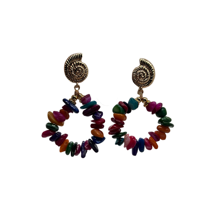 Vintage Natural Stone Drop Earrings For Women Gold Tone Dainty Statement Earrings